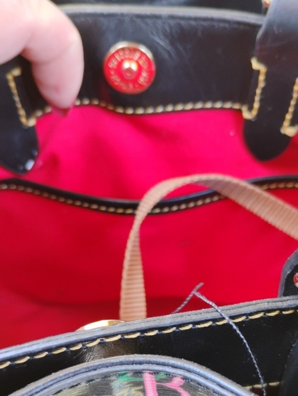 Dooney & Bourke Black Multicolor DB Logo Satchel - Picture 10 of 14